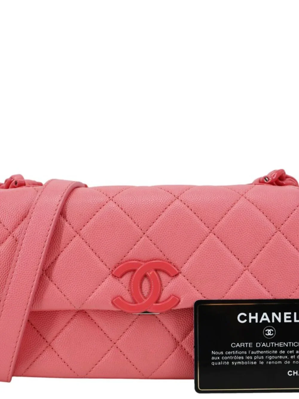 Chanel My Everything Flap Small Quilted Caviar Leather Shoulder Bag Pink